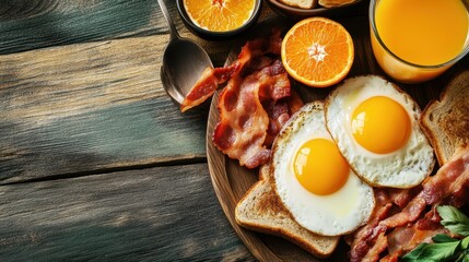 Canvas Print - Delicious Breakfast on a Wooden Platter