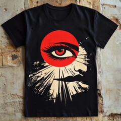 Canvas Print - T-shirt design featuring an eye and red circle motif.