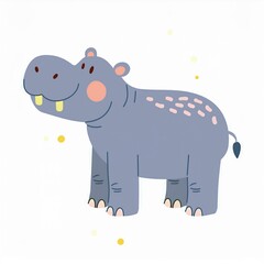 Sticker - hippo illustration isolated on white