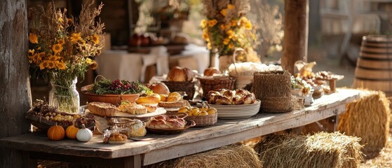 Canvas Print - Autumn Harvest Feast: A Cozy Rustic Celebration of the Season