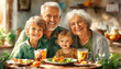 © TTh - Family of three enjoying a meal together