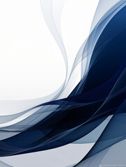 Poster - An elegant abstract design showcasing flowing blue and white waves that blend seamlessly, creating a soothing visual effect ideal for backgrounds or digital art projects.