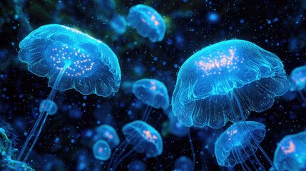 Wall Mural - Glowing colony of bioluminescent dinoflagellates