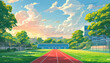 © TTh - Vibrant Day at the Track: A Colorful Scene of an Outdoor Sports Facility