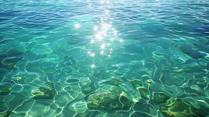Poster - A serene underwater image of crystal clear water sparkling under sunlight, showcasing the beauty of nature and tranquility.