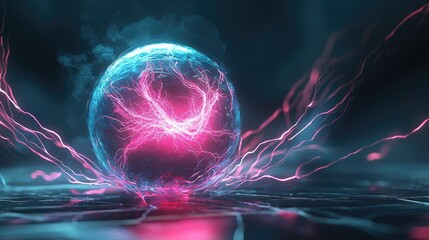 Canvas Print - Glowing plasma ball with electric tendrils