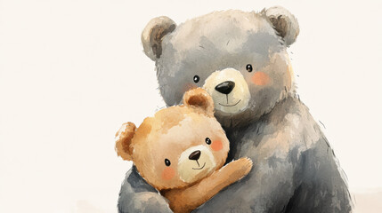 Wall Mural - Bear Hug Watercolor.