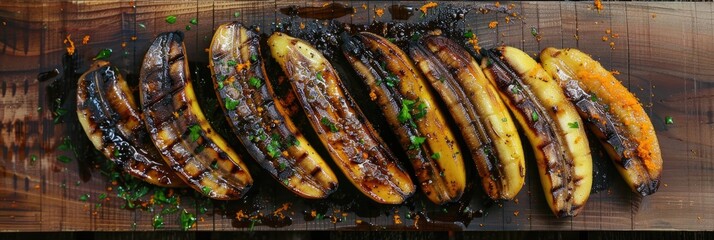 Poster - Grilled bananas topped with rich dark chocolate and tangy citrus juice