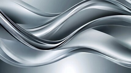 Wall Mural - Elegant gray and silver wave abstract vector background with fluid curves and modern design elements, ideal for contemporary digital art, web graphics, and professional presentations