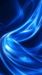 Aufkleber - Abstract blue light waves on dark background
