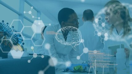 Poster - Animation of scientific data processing over diverse scientists in laboratory