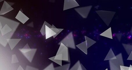 Poster - Animation of triangles and blue spots moving over black background