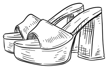 Wall Mural - heeled sandals handdrawn illustration