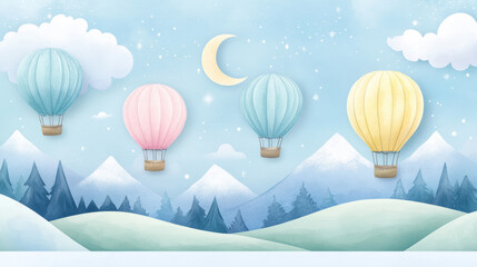 Wall Mural - Hot Air Balloons Winter.