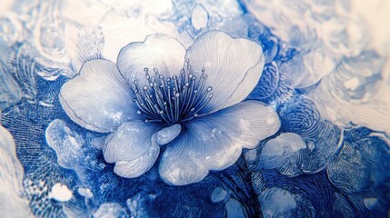 Wall Mural - Ethereal Blue Flower: Enchanting Floral Masterpiece