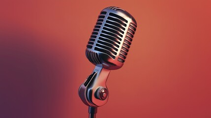 Vintage microphone on a gradient background