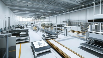 Poster - High-tech manufacturing line producing automotive parts.