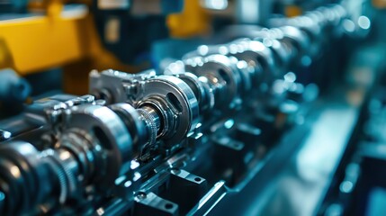 Poster - High-tech manufacturing line producing automotive parts.