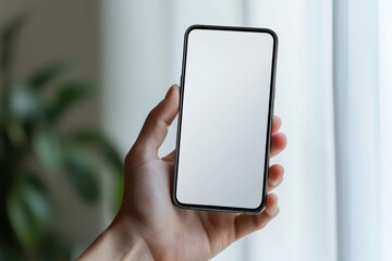 Hand Holding Smartphone Mockup Isolated created with Generative AI