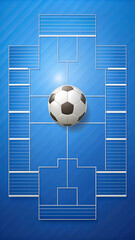 Soccer championship groups scheme. Football tournament group bracket at blue background with ball. Vector.