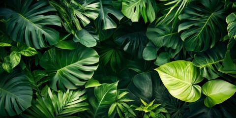 Canvas Print - Tropical Green Leaves Background.