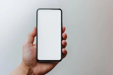 Hand Holding Smartphone Mockup Isolated created with Generative AI