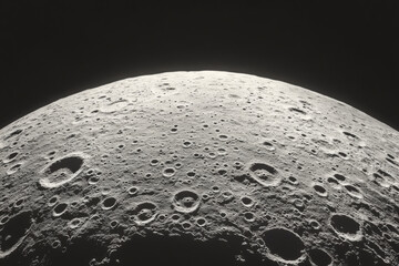 Wall Mural - moon surface. cosmic landscape with deserted landscape and craters formed by meteor impacts