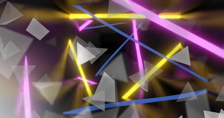 Poster - animation of white shapes moving over neon lines