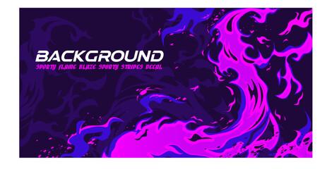 Poster - esport gaming banner sporty abstract flame fire liquid lava pattern background halftone marble texture vector illustration purple stripes decal blaze livery wrap