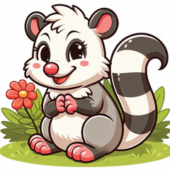 Cute Possum Vector Cartoon illustration