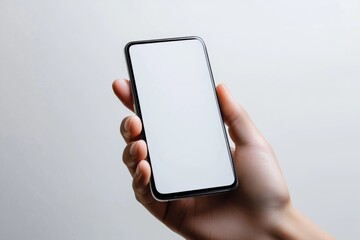 Hand Holding Smartphone Mockup Isolated created with Generative AI
