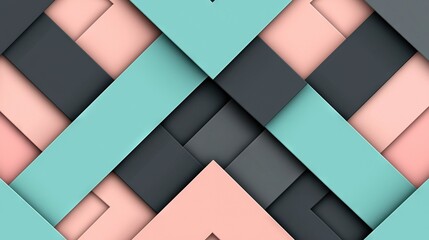 Wall Mural -  Pink, blue, and black geometric shapes overlay an abstract background