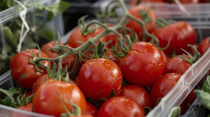 Several tomatoes in a container