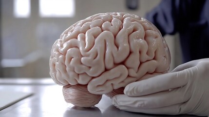 Close-up of a Human Brain Model