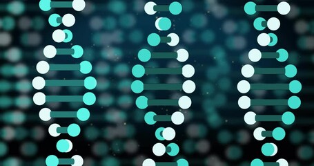 Aufkleber - Animation of dna strands moving on black background