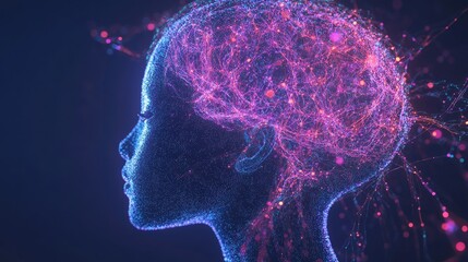 Poster - Digital visualization of a child brain, illuminated with complex neural connections signifying cognitive growth and learning