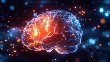 Poster - Digital visualization of a child brain, illuminated with complex neural connections signifying cognitive growth and learning