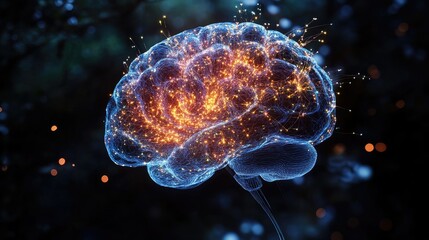 Poster - Digital visualization of a child brain, illuminated with complex neural connections signifying cognitive growth and learning