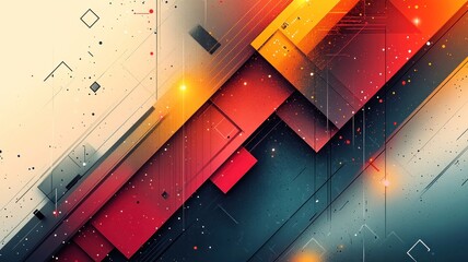 Wall Mural - Abstract geometric design with vibrant colors and dynamic shapes.