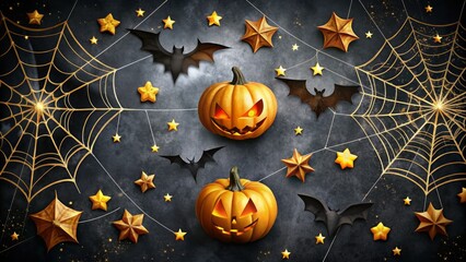 Against a backdrop of blackness, a bat and jack-o'-lantern fusion takes flight, their shapes morphing together as they