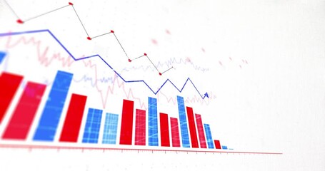 Poster - Animation of red and blue diagrams on white background