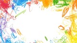 A White Background with a Colorful Crayon Border