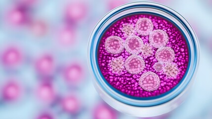 Wall Mural - Pink Cells in Petri Dish, Laboratory Research