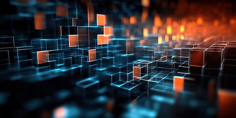 Aufkleber - Futuristic digital data stream visualization. Can be used in the description of network abilities, technological processes, digital storages, science, education, etc.