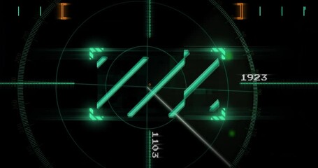 Poster - Animation of data processing and scope scanning on black background