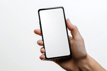 Hand Holding Smartphone Mockup Isolated created with Generative AI