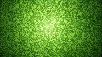 Wall Mural - Close up of green wallpaper with swirling patterns at the bottom of the wall