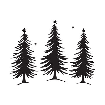  set of  Christmas tree silhouette