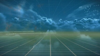 Poster - Animation of data processing over clouds and shapes