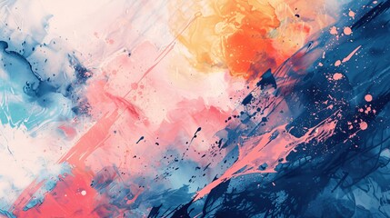 Poster - Abstract Watercolor Background with Pink  Blue  and Orange